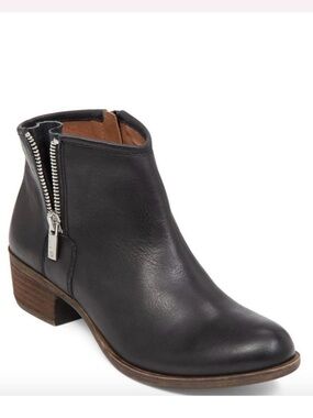 Lucky Brand Boom Ankle Boots Booties Black Leather Size 7 M